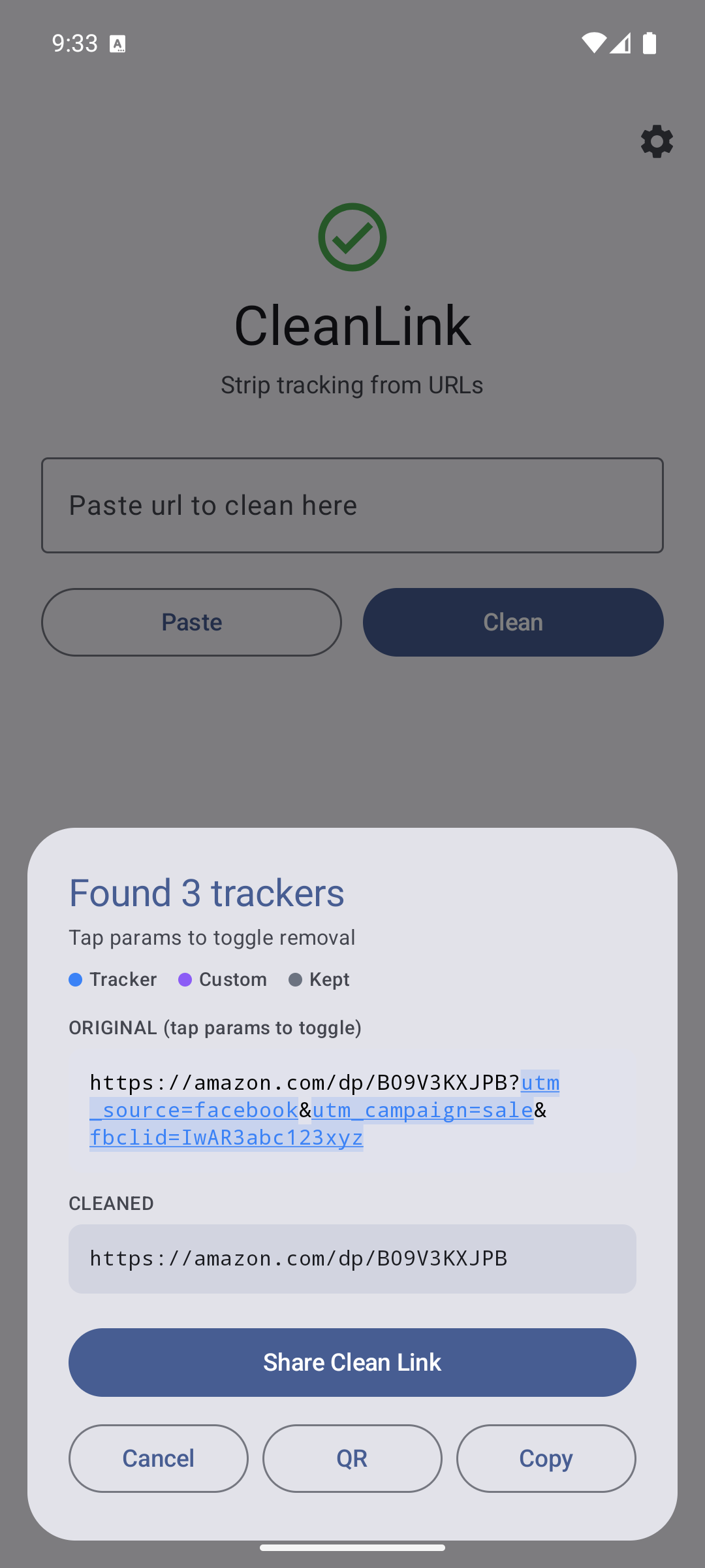 CleanLink cleaning result